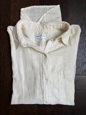 Community by Aritzia Linen Blend Long-Sleeve Button Down Shirt (White) - S